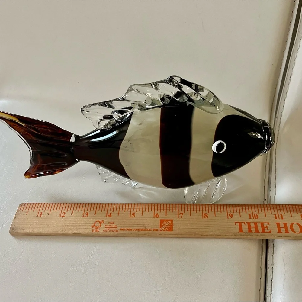 Glass Fish Figurine - Black and Brown